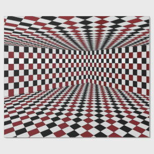 Papier Cadeau Pièce à carreaux rouges blancs et noirs à haut con