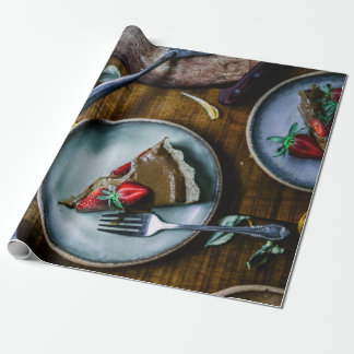 PAPIER CADEAU PIÈCE DE GÂTEAU SERVIE SUR PLAQUE CÉRAMIQUE ROUND 