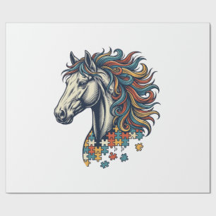 Papier Cadeau Pièce de puzzle de cheval coloré T-Shirt gravure v