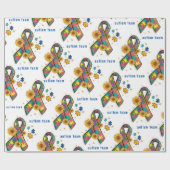 Papier Cadeau pièce de puzzle ruban de sensibilisation sur l'aut (Plat)