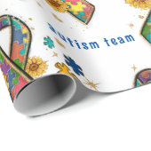 Papier Cadeau pièce de puzzle ruban de sensibilisation sur l'aut (Coin rond)