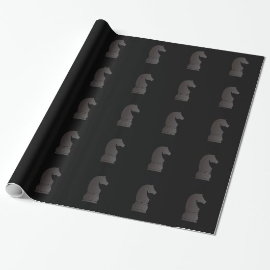 Papier Cadeau Pièce d'échecs de chevalier noir (Déroulé)