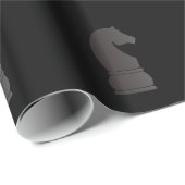 Papier Cadeau Pièce d'échecs de chevalier noir (Coin rond)