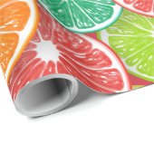 Papier Cadeau Pièces de fruits d'agrumes pop art 2 (Coin rond)