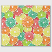 Papier Cadeau Pièces de fruits d'agrumes pop art 2 (Plat)