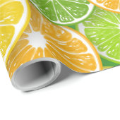 Papier Cadeau Pièces de fruits d'agrumes pop art 3 (Coin rond)