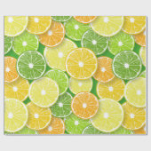 Papier Cadeau Pièces de fruits d'agrumes pop art 3 (Plat)