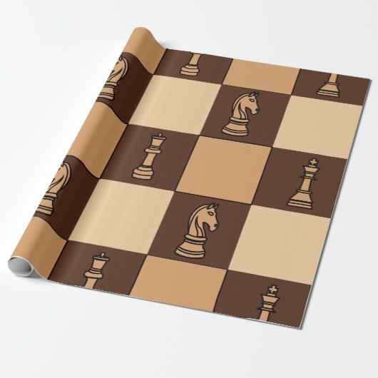 Papier Cadeau Pièces de plateau d'échecs (Déroulé)