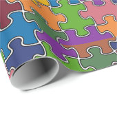 Papier Cadeau pièces de puzzle couleur (Coin rond)