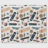 Papier Cadeau Pièces de Skateboard (Plat)