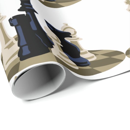 Papier Cadeau Pièces d'échecs (Coin rond)