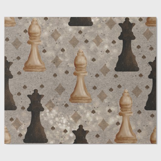Papier Cadeau Pièces d'échecs (Plat)