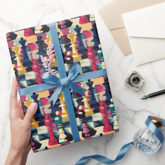 Papier Cadeau Pièces d'échecs Moderne coloré Abstrait Artiste