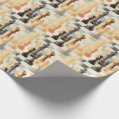 Papier Cadeau Pièces d'échecs Moderne Retro Couleurs Abstraites (Coin)