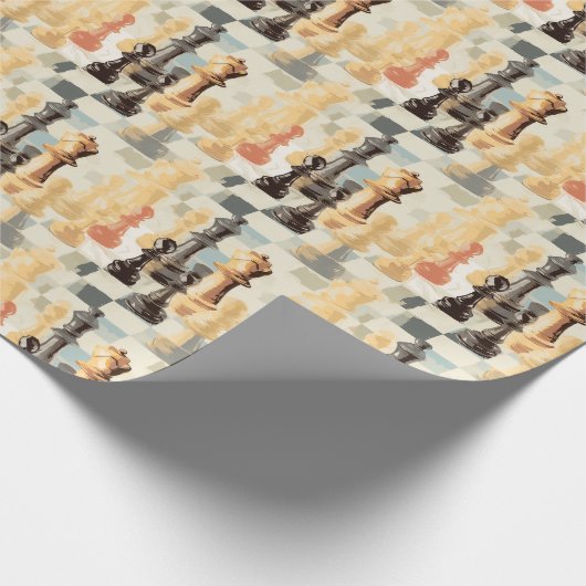 Papier Cadeau Pièces d'échecs Moderne Retro Couleurs Abstraites (Coin)