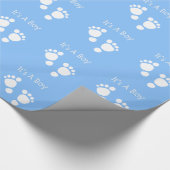 Papier Cadeau Pied bébé blanc - C'est un bébé garçon (Coin)