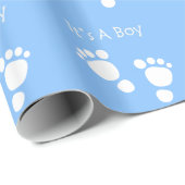 Papier Cadeau Pied bébé blanc - C'est un bébé garçon (Coin rond)