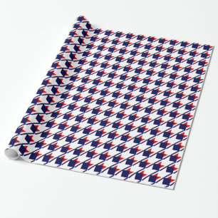 Papier Cadeau Pied-de-poule bleu blanc rouge