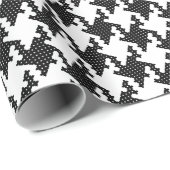 Papier Cadeau Pied-de-Poule en croix noir et blanc (Coin rond)