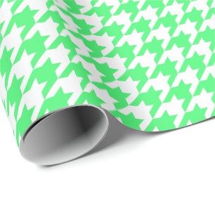 Papier Cadeau Pied-de-poule vert clair et blanc moyen