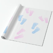 Papier Cadeau Pied rose Bébé bleu Imprimer Genre Revey Party (Déroulé)
