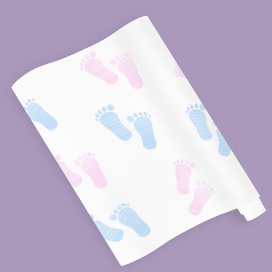 Papier Cadeau Pied rose Bébé bleu Imprimer Genre Revey Party