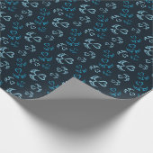 Papier Cadeau Pieds bébé et Coeurs en parties scintillant bleue (Coin)