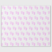 Papier Cadeau Pieds Bébé Rose Sur Blanc (Plat)