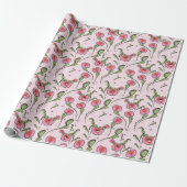 Papier Cadeau Piège à Flytrap Venus rose mignonne accroché à vot (Déroulé)