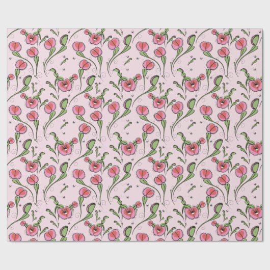 Papier Cadeau Piège à Flytrap Venus rose mignonne accroché à vot (Plat)