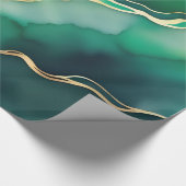 Papier Cadeau Pierre de marbre métallique or vert (Coin)