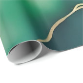 Papier Cadeau Pierre de marbre métallique or vert (Coin rond)