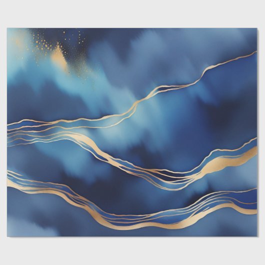 Papier Cadeau Pierre en marbre métallique bleu foncé (Plat)