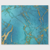 Papier Cadeau Pierre en marbre métallique bleu turquoise (Plat)