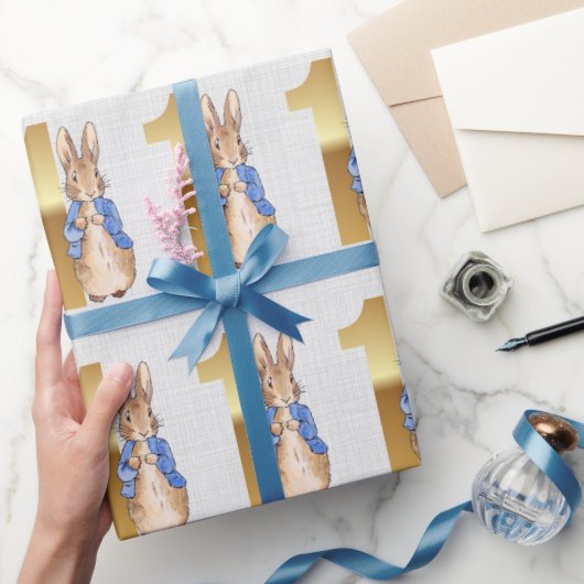 Papier Cadeau Pierre le lapin 1er anniversaire (Cadeaux)