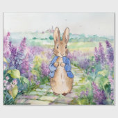 Papier Cadeau Pierre le lapin avec lilas aquarelle (Plat)