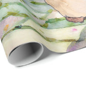 Papier Cadeau Pierre le lapin avec lilas aquarelle (Coin rond)