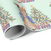 Papier Cadeau Pierre le lapin avec sapin de Noël (Coin rond)