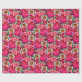 Papier Cadeau Pierre rose et blanche et fleurs d'Hydrangée (Plat)
