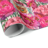 Papier Cadeau Pierre rose et blanche et fleurs d'Hydrangée (Coin rond)
