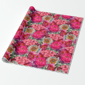 Papier Cadeau Pierre rose et blanche et fleurs d'Hydrangée (Déroulé)