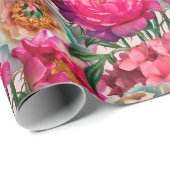 Papier Cadeau Pierre rose et blanche et fleurs d'Hydrangée (Coin rond)