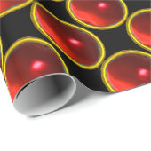 PAPIER CADEAU PIERRES DE GEM ROUGE BRILLANTES EN RUBY (Coin rond)