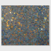 Papier Cadeau Pierres de mosaïque en bleu et or (Plat)