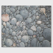 Papier Cadeau Pierres de plage Coques Galets Rochers Peinture Ar (Plat)