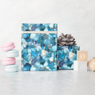 Papier Cadeau Pierres précieuses bleues 