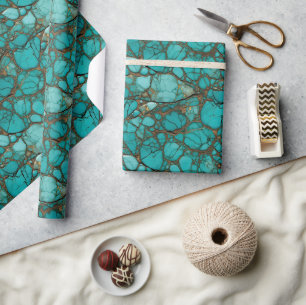 Papier Cadeau Pierres turquoise