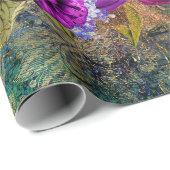 Papier Cadeau Pierrot à fleurs couronné de violet (Coin rond)