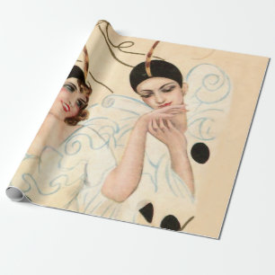 Papier Cadeau Pierrot et Pierrette Baiser de la Main par Sophia