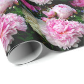 Papier Cadeau Pies roses et blanches (Coin rond)